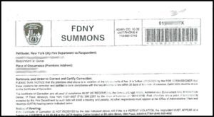 FDNY Summons Example