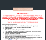 Combustible Back of Door notice