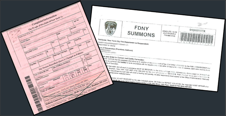 The FDNY has recently begun to label some Notices of Violation (infractions tied to an ECB hearing and fine) as FDNY Summonses. Here’s a quick reference: